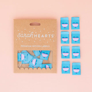 Sew-In Labels - Trans Flag Heart