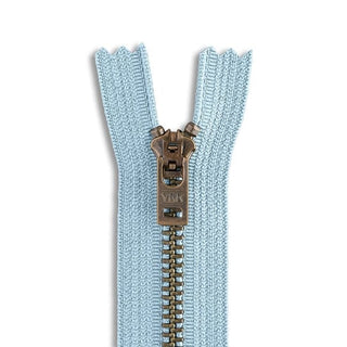 Antique Brass Zipper - Light Blue