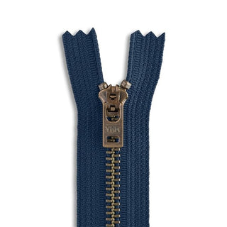 Antique Brass Zipper - Navy