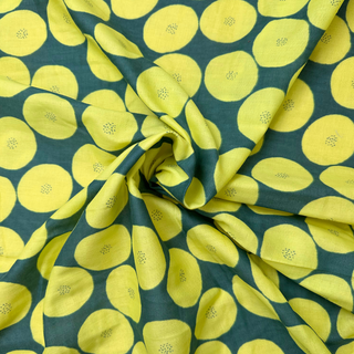 4.1oz Halo Spot Cotton Double Guaze - Green/Yellow