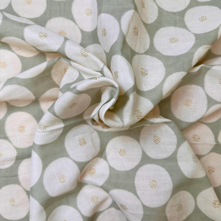 4.1oz Halo Spot Cotton Double Guaze - Pale Green/Gold