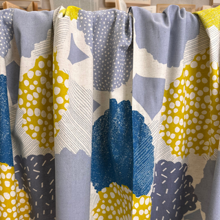 9.1 oz Bloom Scatter Linen Blend Canvas - Blue/Grey