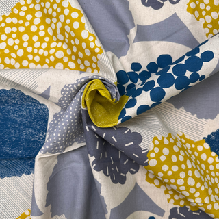 9.1 oz Bloom Scatter Linen Blend Canvas - Blue/Grey