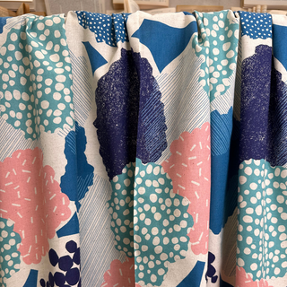 9.1 oz Bloom Scatter Linen Blend Canvas - Pink/Turquoise