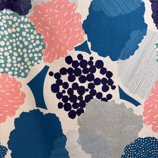 9.1 oz Bloom Scatter Linen Blend Canvas - Pink/Turquoise
