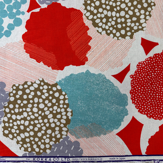 9.1 oz Bloom Scatter Linen Blend Canvas - Red/Gold
