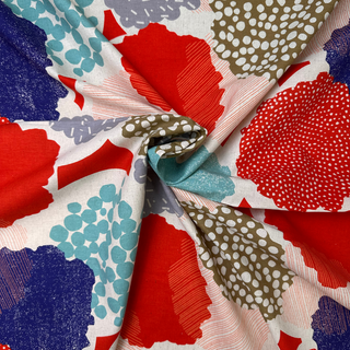 9.1 oz Bloom Scatter Linen Blend Canvas - Red/Gold