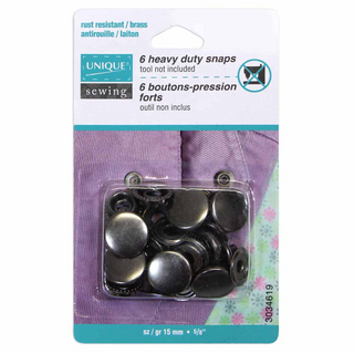 5/8" (15 mm) Heavy Duty Snaps, Set of 6 - Gunmetal