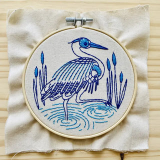 Complete Embroidery Kit - Blue Heron