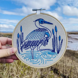 Complete Embroidery Kit - Blue Heron