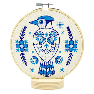 Complete Embroidery Kit - Folk Blue Jay