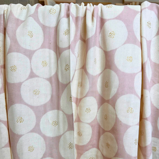 4.1oz Halo Spot Cotton Double Guaze - Pale Pink/Gold