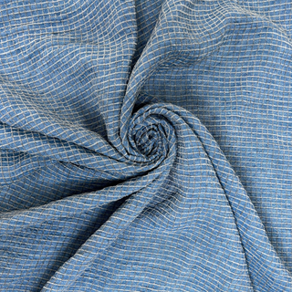 5.3oz Linen Blend Check - Denim