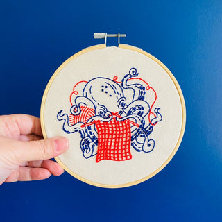 Complete Embroidery Kit - Knitting Octopus