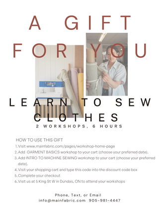 Workshop Gift - Learn to Sew Clothes