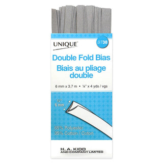 Double-Fold Bias Tape 1/4" (6mm) - Silver