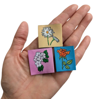 Year of Birth Month Flowers Sew-In Tags - 12pc