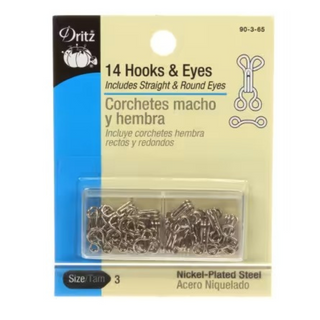 Hook, Eyes & Loops Nickel - 14 pcs (7 Straight, 7 Round)