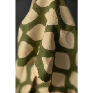 Indian Block Print Cotton - Fir Green Lemons