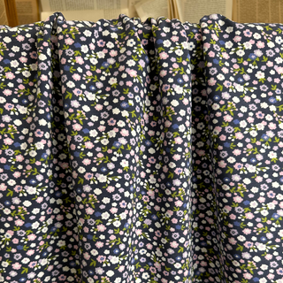 6.2oz Organic Jersey Knit - Floral Navy