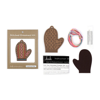 DIY Stitched Ornament Kit - Gingerbread Mitten