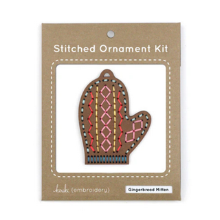 DIY Stitched Ornament Kit - Gingerbread Mitten