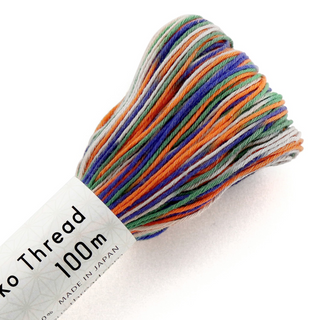 Sashiko Thread Lg Skein (100m) - Navy, Green, and Orange