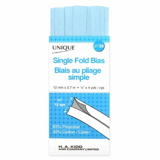 UNIQUE 1/2" (12mm) Single-Fold Bias Tape - Lt Blue