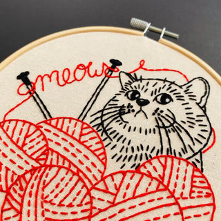 Complete Embroidery Kit -Knittin' Kitten