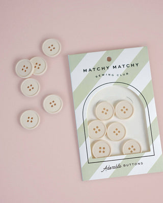 Cream Puff Retro Buttons: Set of 6