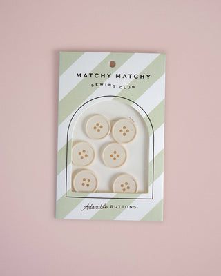Cream Puff Retro Buttons: Set of 6