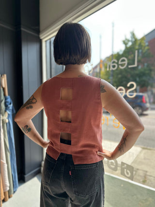 1 MTR REMNANT 4.6oz Viscose Linen - Tobacco