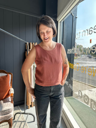 1 MTR REMNANT 4.6oz Viscose Linen - Tobacco